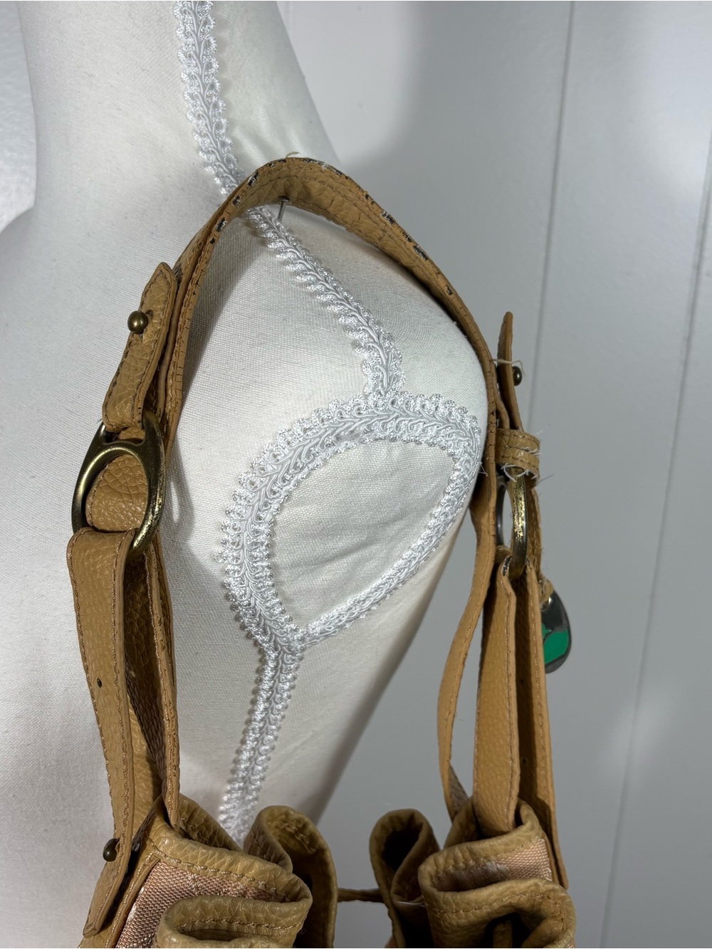 Vintage 90s Dooney & Bourke Brown Canvas Monogram Logo Bucket Hobo Bag *READ* - Picture 6 of 13